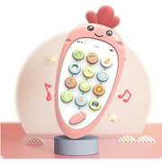 Every child will like it:Pink Mobile Phone Toy Soft Plastic Early Education Puzzle Bilingual Infant Safety Can Bite Multi-Function