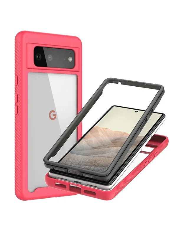 CoverON For Google Pixel 6 Phone Case, Military Grade Full Body Rugged Slim Fit Clear Cover, Pink