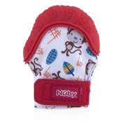 Nuby Teething Mitten with Hygienic Travel Bag, Red Monkey