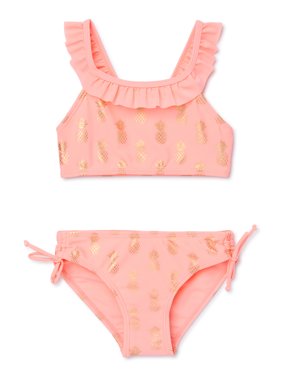 XOXO Girls Pineapple Ruffled Bikini Swimsuit, Sizes 4-16