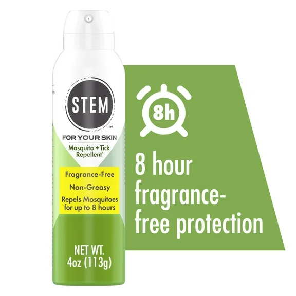 STEM Mosquito & Tick Repellent Bug Spray For Your Skin, Fragrance-Free, 4 oz