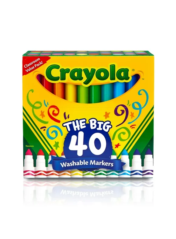 Crayola Classic Broad Line Washable Markers, Easter Gifts for Kids,  Child, 40 Pieces