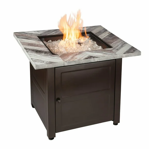 Endless Summer  The Duval LP Gas Outdoor Fire Pit with Printed Resin Mantel, Grey