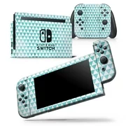 Blue-Green Watercolor Trangle Pattern - Skin Wrap Decal Compatible with the Nintendo Switch Console + Dock + JoyCons Bundle