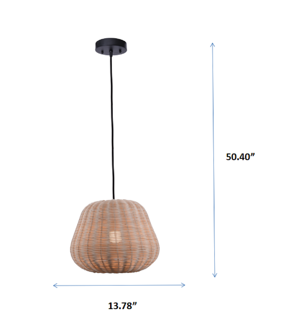 Better Homes & Gardens 50" Natural Woven Pendant LED A19 1-Light Bulb 8W(60W Equiv), Matte Black