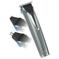 Wahl Lithium Ion Stainless Steel Men's Beard Trimmer, Removeable Blades for Easy cleaning and Interchangeable heads for Grooming Ear, Nose, Brow and Detail trimming. #9898