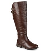 Brinley Co. Women's Extra Wide Calf Double-Buckle Knee-High Riding Boot