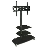 Mount-It! Mobile TV Stand with Rolling Casters & Three-Tiered Glass Shelving Fits 32-60 Inch Screens