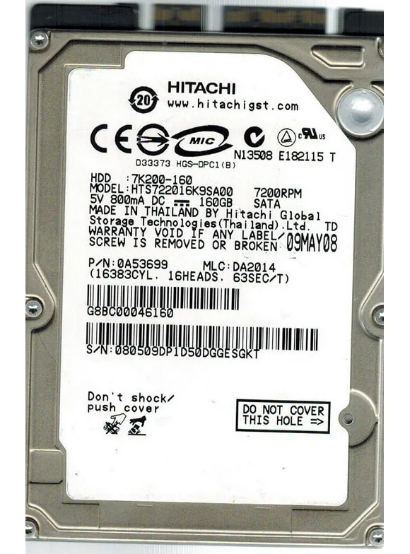 Hitachi HTS722016K9SA00 P/N: 0A53699 MLC: DA2014 160GB