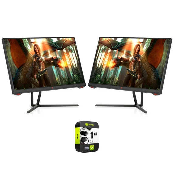 Deco Gear 25 in Gaming Monitor FHD IPS AHVA Adaptive Sync Panel 2 Pack   Warranty