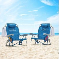 2 Tommy Bahama 5 Position Blue Beach Chairs
