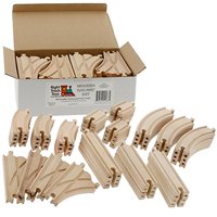 Wooden Train Track 52 Piece Set - 18 feet of Track Expansion and 5 Distinct Pieces - 100% Compatible with All Major Brands Including Thomas Wooden Railway System - by Right Track Toys