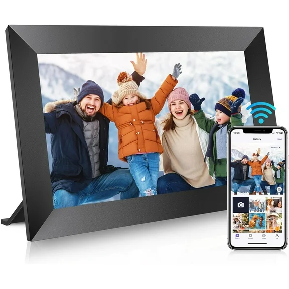 Aursear 10.1 inch WiFi Digital Photo Picture Frame, Electronic Smart IPS Touch Screen Photo Frame, Share Photos and Videos Instantly via App