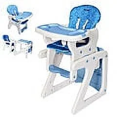 3 in 1 Baby High Chair Convertible Play Table Seat Toddler Feeding - Blue