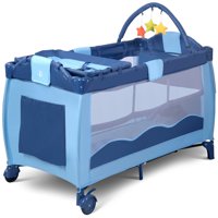 Costway Travel Playard with Bassinet, Blue