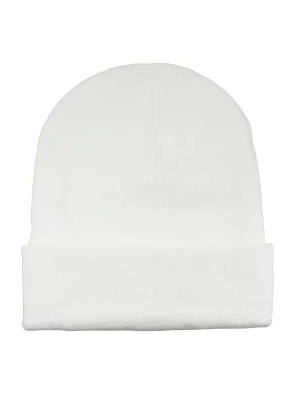 Gelante Beanie Hat Men Women Classic Knit Cuffed Plain Cap - White
