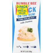 Bumble Bee Snack on the Run! Tuna Salad Kits with Crackers 3.5 oz 3 Kits