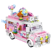 Girls Building Blocks Toys, Ice Cream Truck Set Toys for Girls Models Pink Building Bricks Toys Toys Construction Play Set for Best Gifts