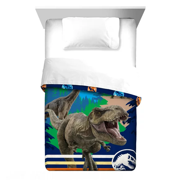 Jurassic World Kids Reversible Comforter, Twin/Full, Blue, Universal