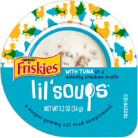 (8 Pack) Friskies Lil' Soups, Adult Wet Cat Food Complement, 1.2 oz. Cups (Multiple Flavors)