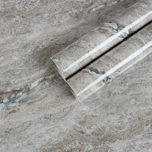 CHIHUT 17.7"x100" Marble Contact Paper Brown Grey Marble Wallpaper Peel and Stick Countertops
