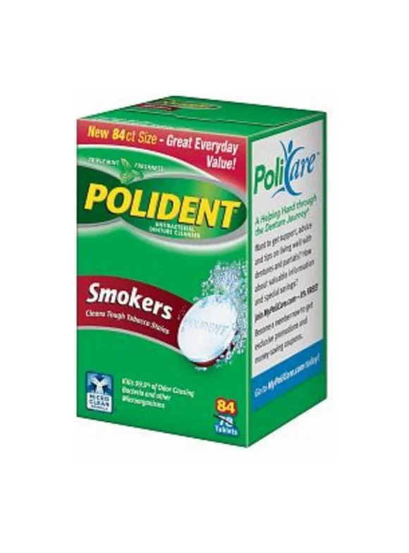 Polident Smokers, Antibacterial Denture Cleanser 84 ea (Pack of 2)
