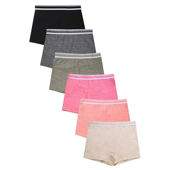 247 Frenzy Women's Essentials PACK OF 6 Sofra or Mamia Assorted Cotton Stretch Boyshort Panty Underwear LP1432CB