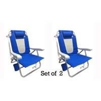 Outdoor Spectator Multi-Position Flat Folding Beach Chair (2-Pack) Blue