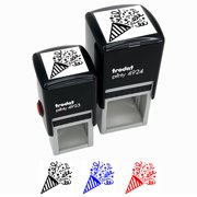 Party Popper with Confetti Celebration Birthday Self-Inking Rubber Stamp Ink Stamper - Black Ink - Small 1 Inch