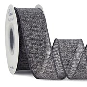 Ribbli Grey Burlap Wired Ribbon,1-1/2 Inch x 10 Yard,Gray,Solid Wired Edge Ribbon for Big Bow,Wreath,Tree Decoration,Outdoor Decoration