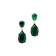 Emerald Teardrop Pierced Earrings