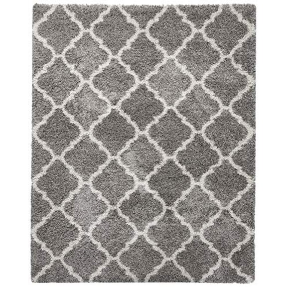 Gertmenian True Shags Collection Geometric Gray Shag Rug 8x10 - Soft Olefin Yarn 2 Inch Thick in Luxury Charcoal Tile Solid Color Area Rugs