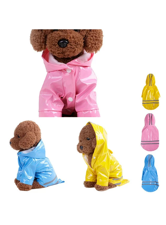 Waterproof Dog Raincoat Small Large Reflective Rain Jacket Hooded Rainwear S-XL