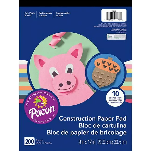 Pacon PAC6590-3 9 x 12 in. Rainbow Super Value Construction Paper Pad - 200 Sheets Per Pack - Pack of 3
