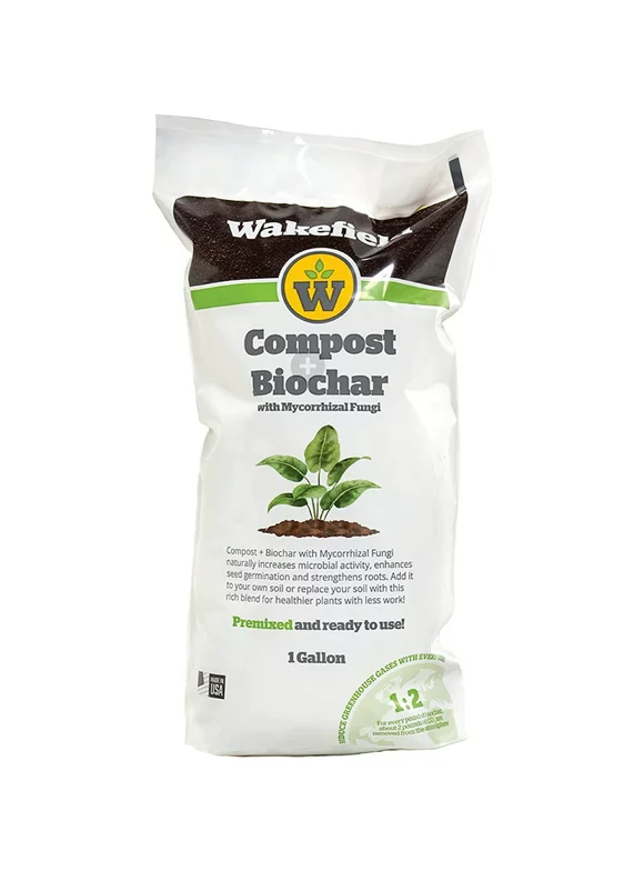 Wakefield Compost + Biochar with Mycorrhizal Fungi Organic Soil Conditioner Blend - 1 Gallon Bag