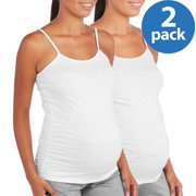 Oh! Mamma Maternity Camisole Tee with Flattering Side Ruching, 2-pack - Available in Plus Sizes
