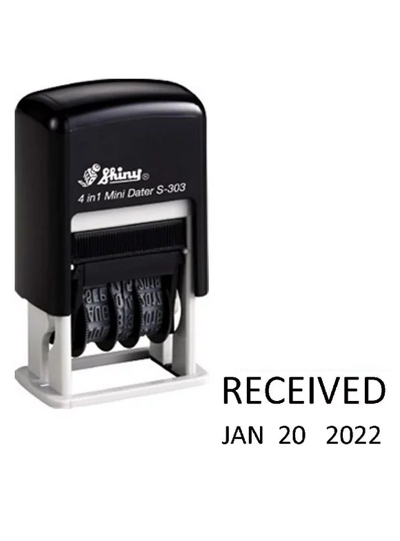 Shiny Self-Inking Rubber Date Stamp - RECEIVED - S-303 - BLACK INK (42511-RECEIVED-K)