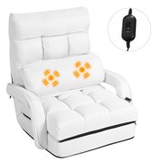 Costway Folding Floor Single Sofa Massage Recliner Chair W/ a Pillow 5 Adjustable Backrest Position Leisure Lounge Couch BlueRedWhite