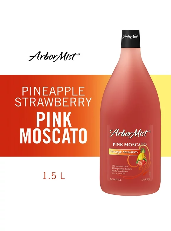 Arbor Mist Pineapple Strawberry Pink Moscato Fruit Wine, 1.5L Bottle