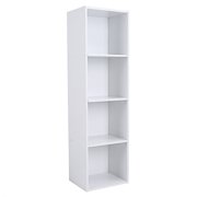 Wooden Bookcase, 3 Shelf Narrow Bookcase Stand Cube Storage Unit Bookshelf CD Display Shelving Unit free combination, Pure White