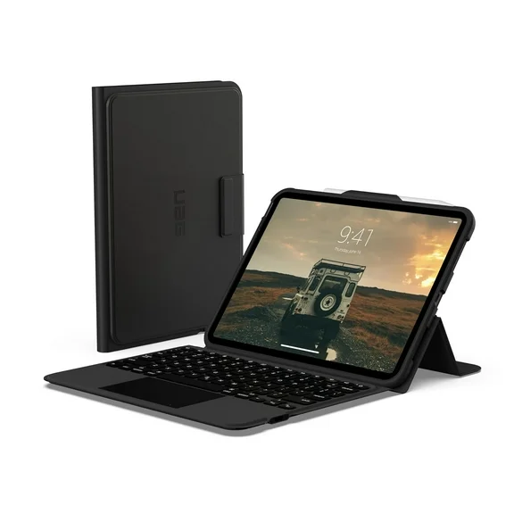 UAG Designed for iPad 10.9" 10th Gen 2022 Case with Keyboard Black/Ash English, Rugged Bluetooth Wireless Integrated Keyboard Multi-Touch Trackpad Protective Folio Cover