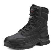 Nortiv 8 Men's Waterproof Snow Boots Insulated Winter Construction Rubber Sole Outdoor Work Boots Shoes Hudson-1 Black Size 13