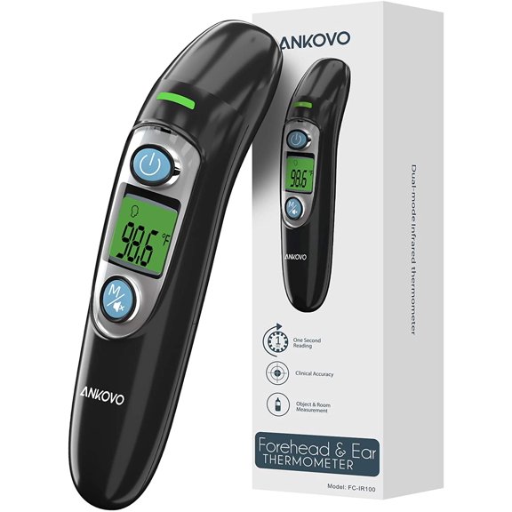 ANKOVO Dual Mode Infrared Thermometer, 1s Reading, 3 Colors Backlight, 35 Memories Recall, All Ages