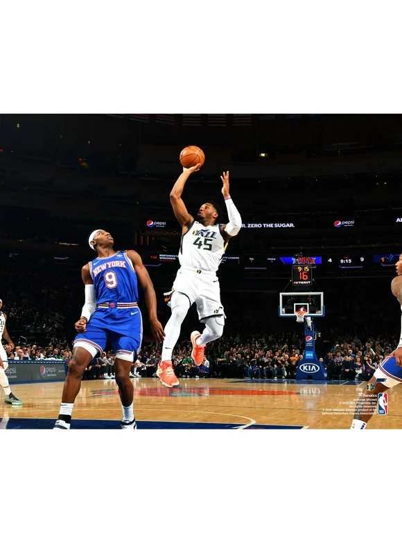 Donovan Mitchell Utah Jazz Unsigned Shooting vs. New York Knicks Photograph