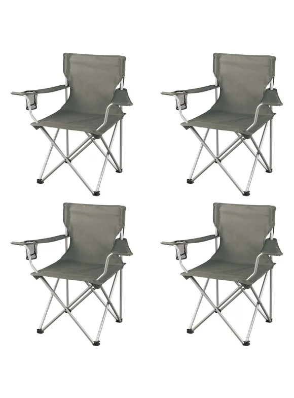 Ozark Trail Classic Folding Camp Chairs, with Mesh Cup Holder,Set of 4, 32.10 x 19.10 x 32.10 Inches