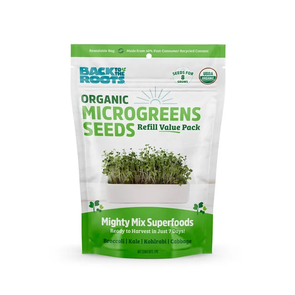 Back to the Roots Organic Microgreens Mighty Mix Superfoods Seeds Refill Value Pack