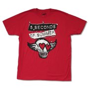 Adult 5 Seconds of Summer "Skull Wings" Red T Shirt (XS)