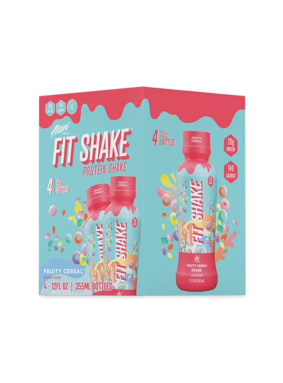 Alani Nu, Fit Shake, Protein Shake, Fruity Cereal, 20 Grams, 12oz, 4 Pack
