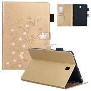 Galaxy Tab S4 10.5" Case, Samsung Galaxy Tab S4 10.5" SM-T830 SM-T835 SM-T837 2018 Release Cover, Allytech 3D Plum Blossom Series PU Leather Multi-Card Slots Wallet Case with Kickstand, Gold