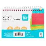 Pen + Gear Spiral Ruled Index Cards, Neon, 50 Count, 3" x 5"